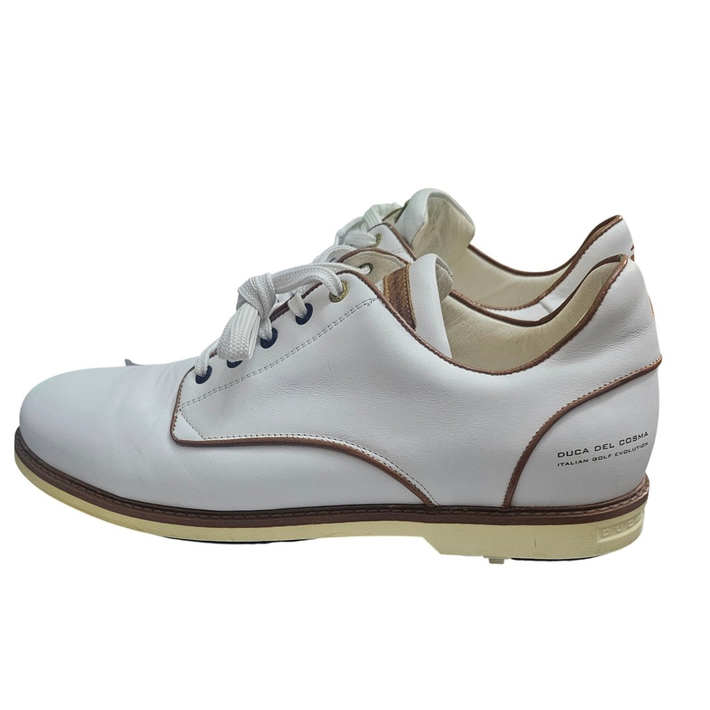 Duca del Cosma Mens White Leather Spikeless Golf Shoes Italian Design Luxury 13